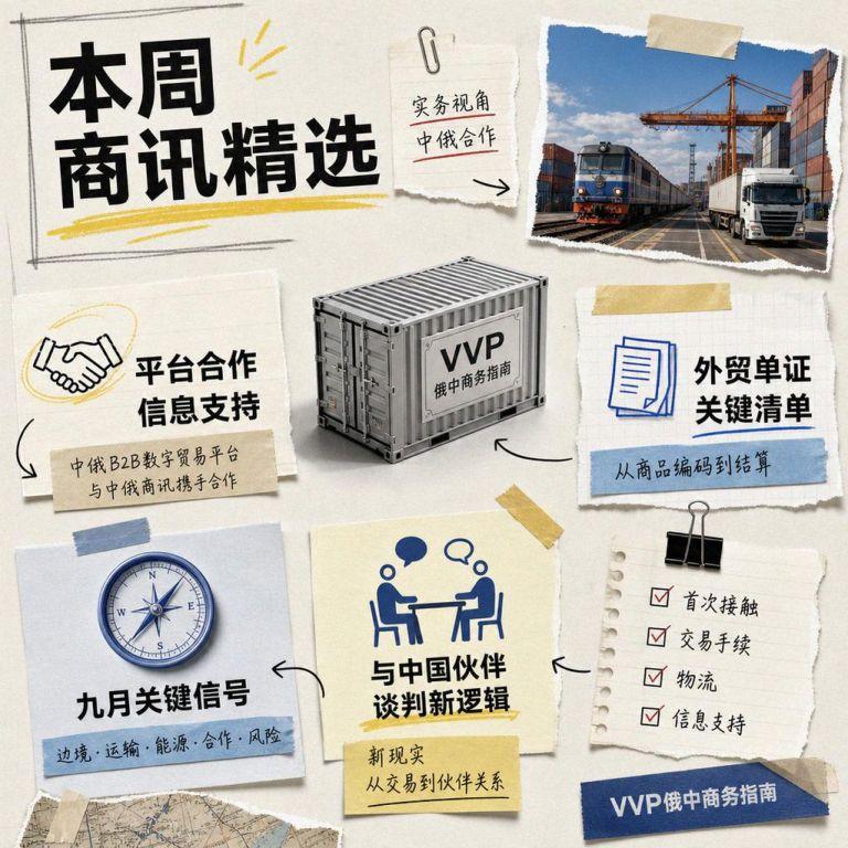 中俄商讯周刊：聚焦双边贸易实务与谈判新逻辑 — VVP俄中商务指南每周商讯封面