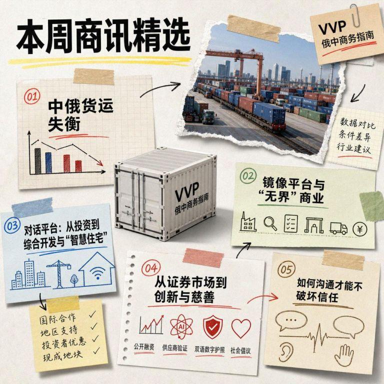 中俄商讯周报：聚焦货运失衡、数字平台与商业谈判 — VVP俄中商务指南每周商讯封面